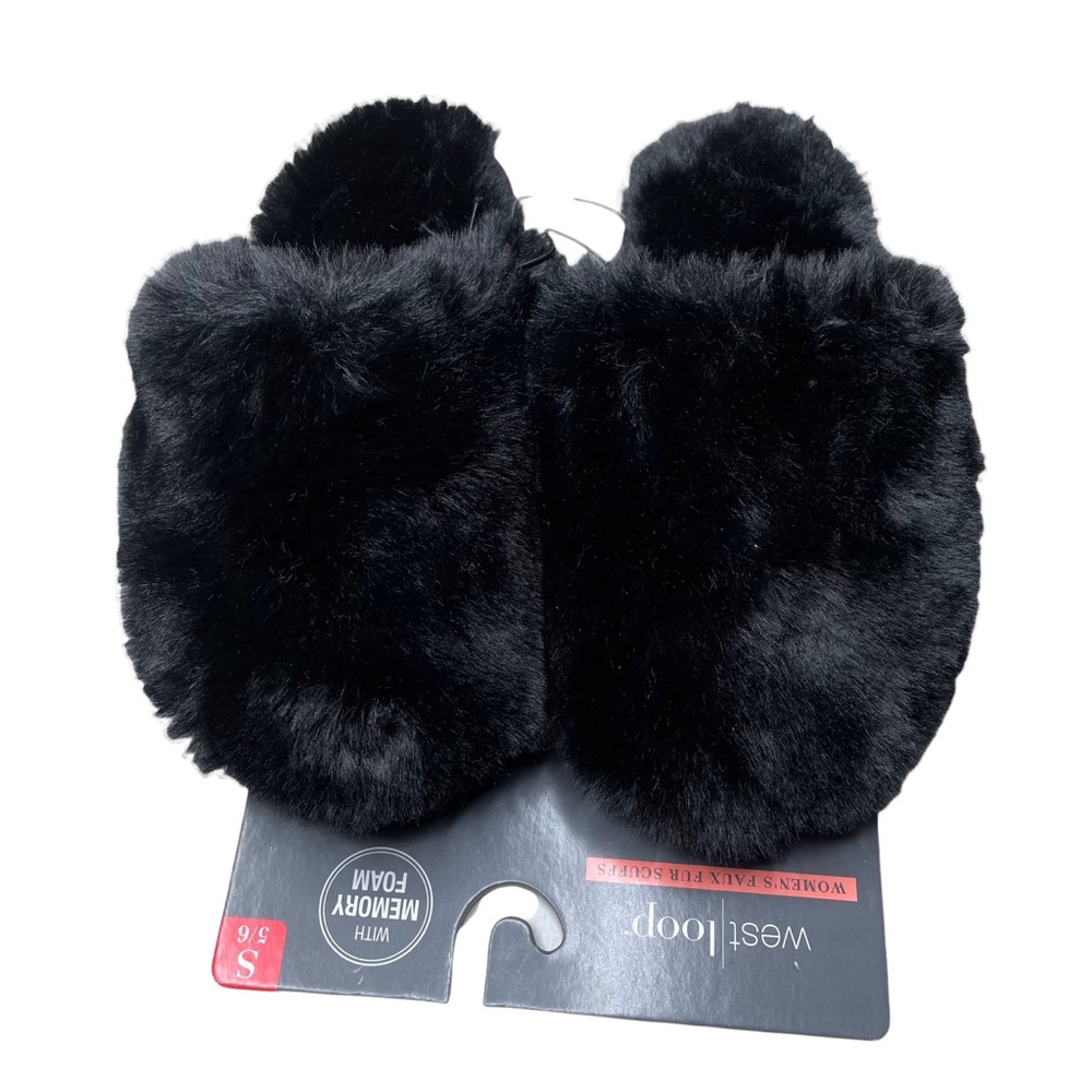 West loop women faux fur scuffs